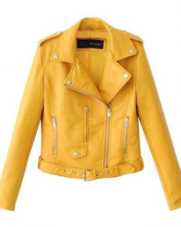 Pu Leather Zipper Jacket