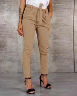 Bandage Elastic Waist Stripe Pants