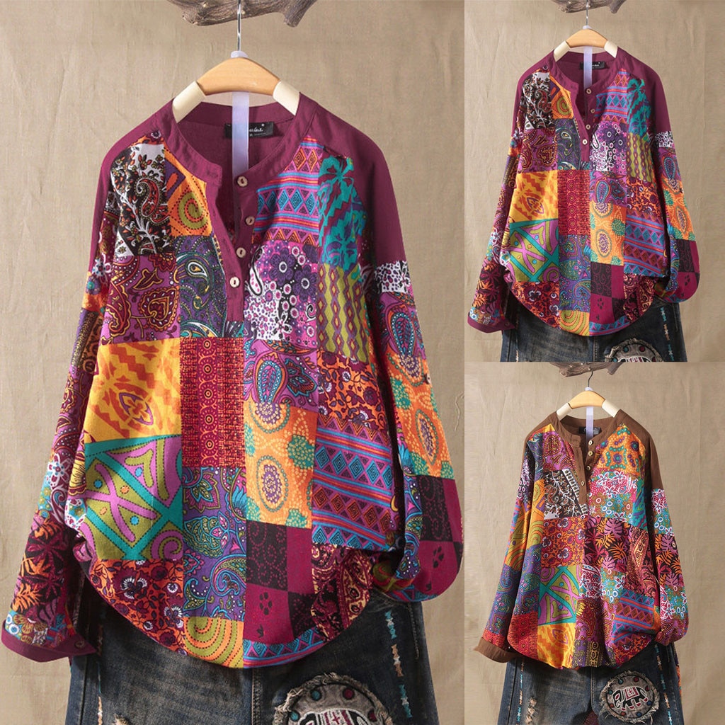 Bohemian Long Sleeve Blouse - Image 2