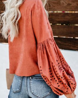 Rhapsody Cotton Balloon Tie Blouse