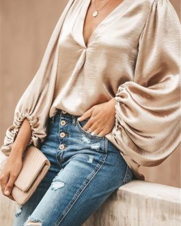V-Neck Loose Elegant Shirt