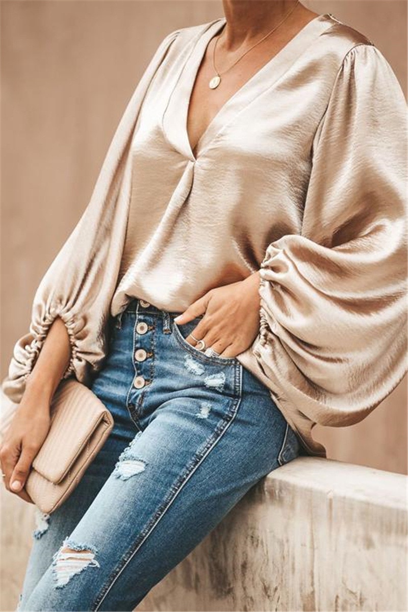V-Neck Loose Elegant Shirt - Image 2