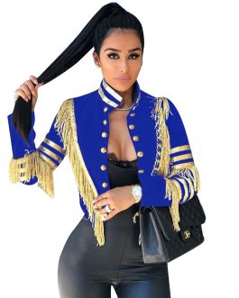 Fashion Casual Gold Strip Tassel Coat