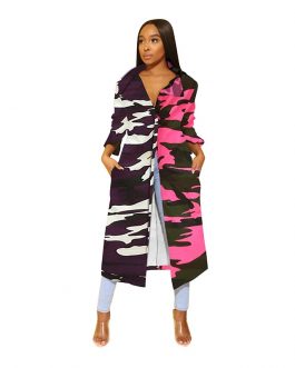 Color Block Trench Coat
