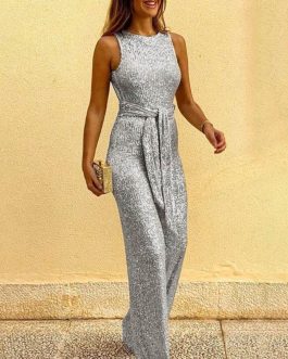 Elegant Zipper Sleeveless Party Jumpsuit