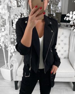 PU Leather Suede Motorcycle Jacket