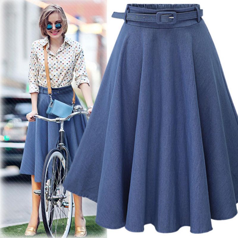 Slim A-line Denim Skirt