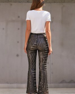Sequin Glitter Flare Party Pants