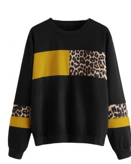 Leopard Print O-Neck Sweatshirt