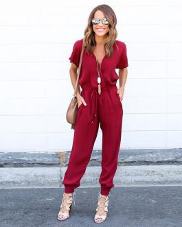 Short Sleeve Clubwear Jumpsuit