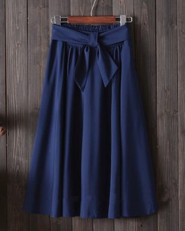 Summer Skirts With Belt A-line Casual