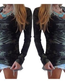 Camouflage Print Army Style T Shirt