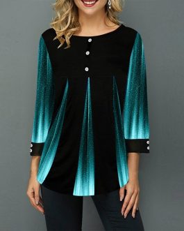 Striped Sparkle Loose Casual Shirt
