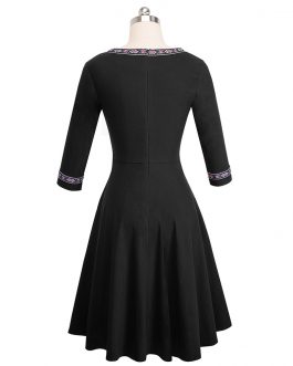 Embroidery Pattern Patchwork Flare Dress