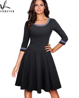 Embroidery Pattern Patchwork Flare Dress