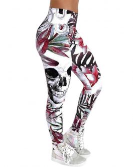Skull Print Skinny High Waist Legging