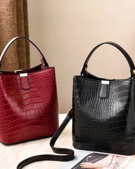 Casual Crocodile Pattern Bucket Bag