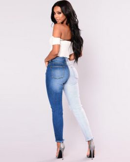 Two Color Patchwork Jeans