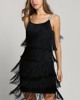 Low Cut Fringe Dress