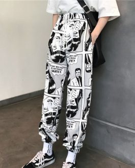 Cartoon Print Drawstring Pants