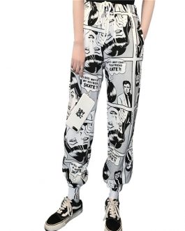 Cartoon Print Drawstring Pants