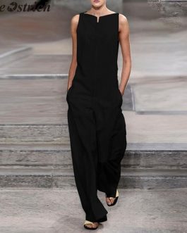 High Waist Sleeveless Casual Jumpsuit