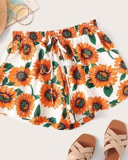Sunflower Print Shorts