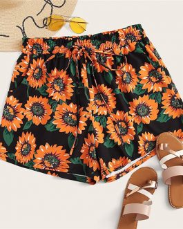 Sunflower Print Shorts