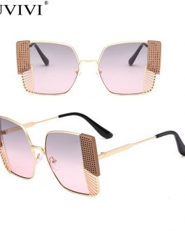 Square Over-sized Metal Frame Sunglasses