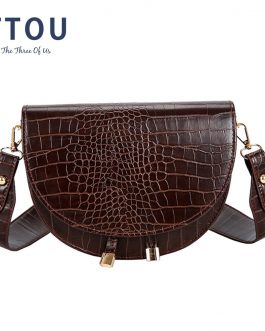 Semicircle Alligator Pattern Crossbody Bag