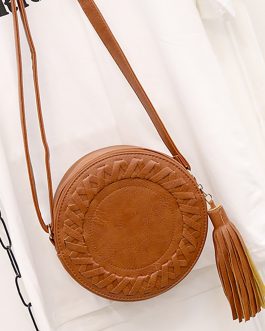 Round Casual Adjustable Strap Tassel Bag