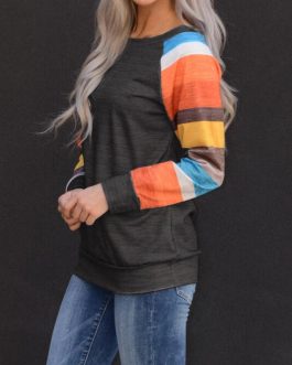 Color Block Striped Sweatshirt