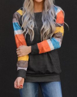 Color Block Striped Sweatshirt