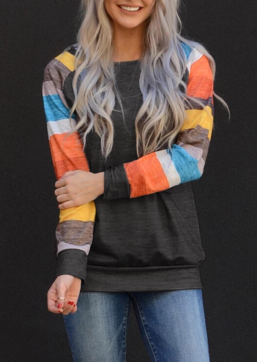 Color Block Striped Sweatshirt