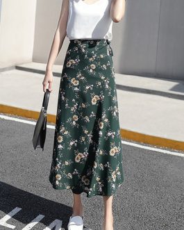 Flower Print Long Skirt