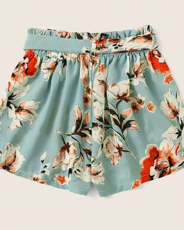 Flowers Print High Waist Shorts