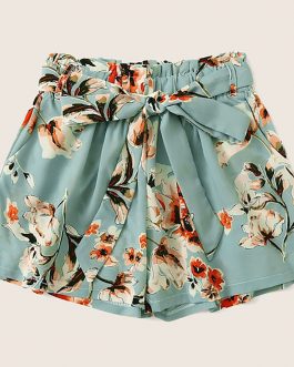 Flowers Print High Waist Shorts