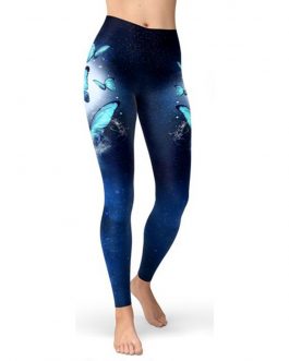 Sky Blue Butterfly Printed Leggings