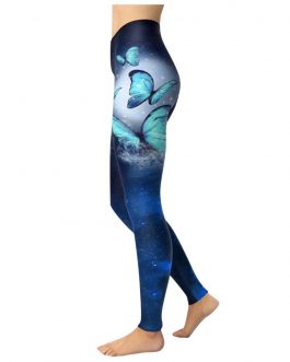 Sky Blue Butterfly Printed Leggings