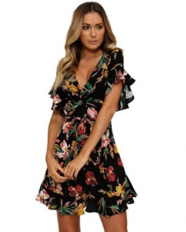 Chiffon Floral Dress Summer Beach Dress