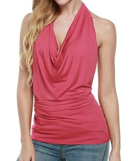 Halter Drape Cowl Neck Tank