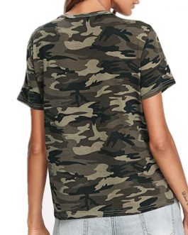 Chest Cross Bandage CamoT Shirt