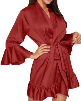Solid Ruffle Nightwear