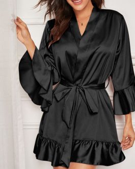 Solid Ruffle Nightwear