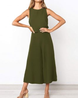 O Neck Zipper Jumpsuit