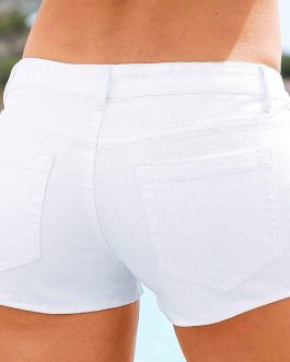 Low Waist Washed Solid Short