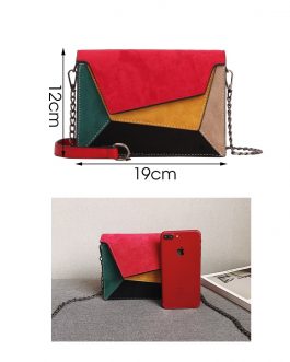 Patchwork Chain Strap Leather Flap Bag