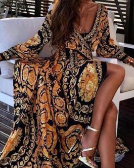 Long Sleeve Retro Floral Cover Up