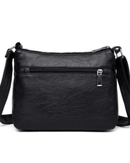 PU Leather Multiple Zipper Bag