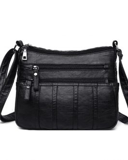 PU Leather Multiple Zipper Bag